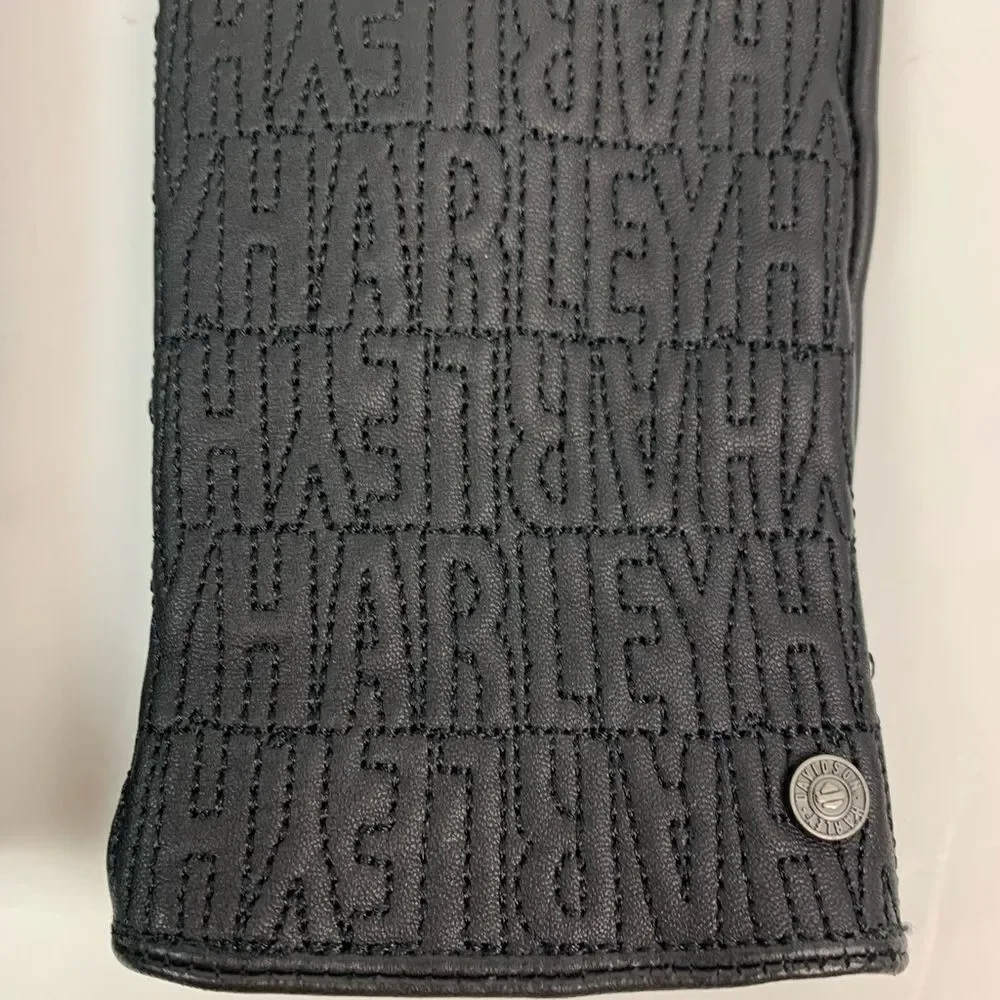 NWOT Harley-Davidson black leather embroidery gloves size xs motorcycle